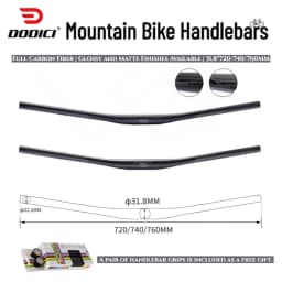 DODICI Full Carbon Fiber MTB Handlebar 720mm/740mm/760mm 9° Rise 5mm for XC Mountain Bike Bicycle Straight Handlebar Ultra-Light