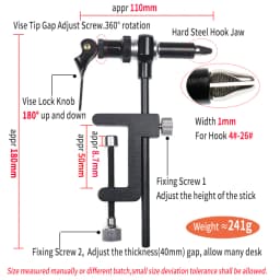 Wifreo Rotary Fly Tying Vise Tools Brass C-clamp Rotating Hook Tool Steel Whip finisher Bobbin Thread Holder Basic Fly Hook Tool