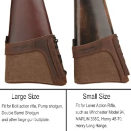 Genuine Leather Gun Buttstock Extension Slip on Recoil Pad, Canvas Shotgun Butt Recoil Pad, Small / Large Size