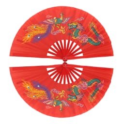 Tai Chi Fan Bamboo Kung Fu Martial Arts 34 Centimeter Fans Wushu Art Martiaux Cosplay Dance Performance Fan Red Kun Master