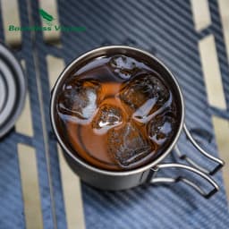 Boundless Voyage Titanium Mug with Tea Strainer 420ml/14.2 Fl.oz Tea Cup with Folding Handle Outdoor Camping Tea Maker Ti3054D