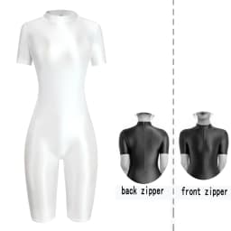 Satin Glossy Shiny One Piece Swimming Running Overalls Bodysuit Playsuit Short Zipper Racing Cycling Yoga Fitness Jumpsuit