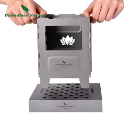 Boundless Voyage Outdoor Titanium Folding Wood Stove With Pot Bracket Camping Charcoal Burner Ti2010C UNIGEAR X DRAGON HORSE