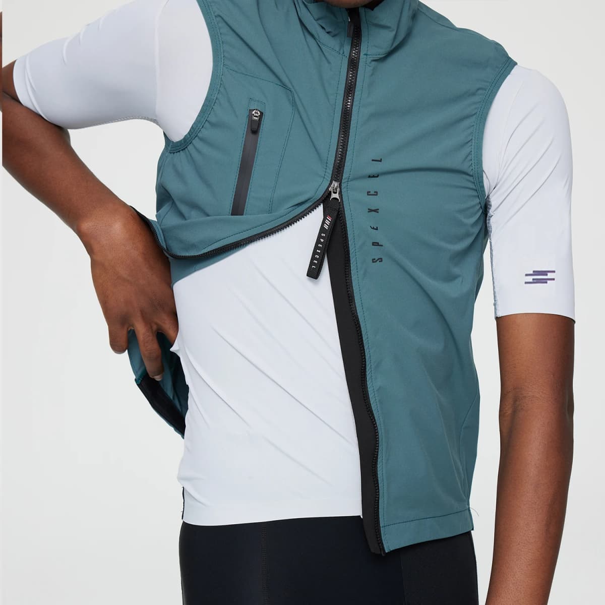 SPEXCEL All Season Classic Lightweight Windproof cycling Vest Men's Wind Jacket Stretch fabric With Two Way Zipper