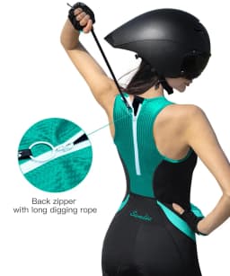 Santic Women's Triathlon Cycling Suits Sleeveless Sponge Padded Quick-Drying for Running Swimming
