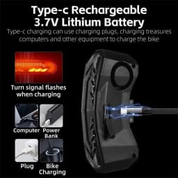 WEST BIKING Smart Alarm Taillight Remote Steering Tail Light IP65 Waterproof Type-C Charging Bike Taillight Alarm Bicycle Light
