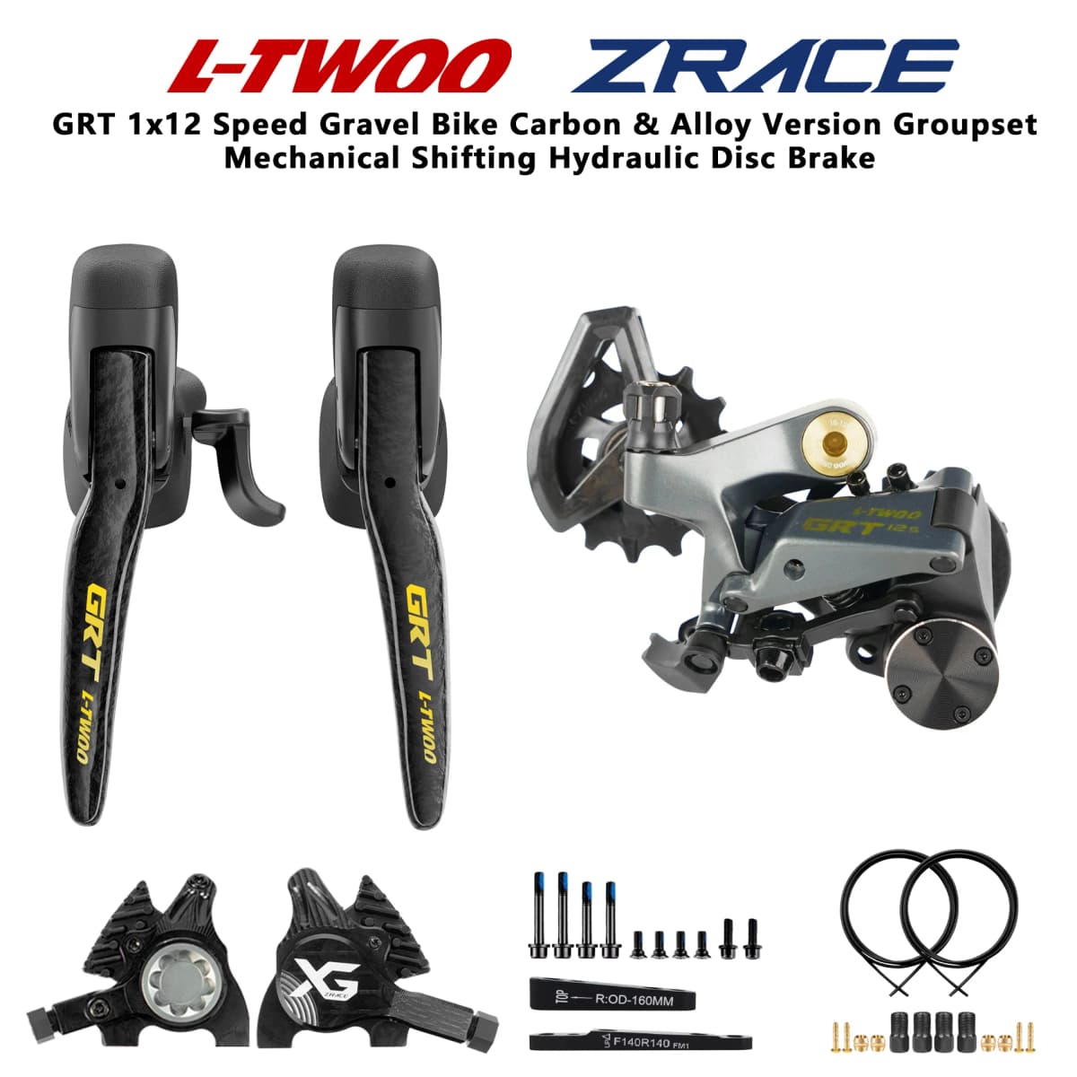 LTWOO GRT Disc 1x12 Speed Hydraulic Disc Brake Gravel Groupset Carbon Alloy Version ZRACE XG Caliper Flat Mount Capable GRX