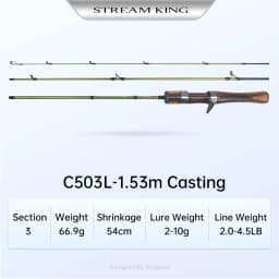 Kingdom STREAM KING Ultralight Travel Rod 1.45m 1.65m 1.39m 1.53m 1.82m MF Action UL L Power Spinning Casting Fishing Rods