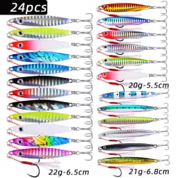 24pcs Metal Jig 40g30g20g Shore Casting Jigging Lure Shore Casting Spoon Saltwater Jack Fishing lures Set Bit Artificial Bait
