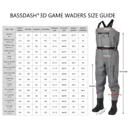 Bassdash Men Boot Foot Waders Ultra High Strength Gray Plaid Fishing Hunting Chest Waders Long Trousers With Boots