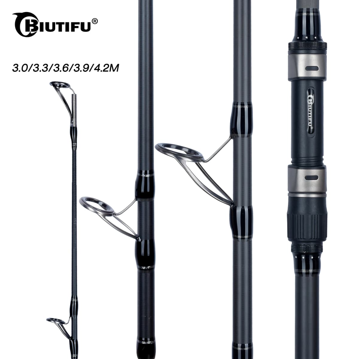 BIUTIFU BIGFISH Carp Fishing Rod 4.5/4.2/3.9/3.6/3.0m T800 Carbon 3.5lbs Throwing 40-200g Travel Surfcasting Spinning Hard Pole
