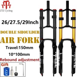 ZTZ Bike Cycling Suspension Fork 26/27.5/2 Inch for Sport Mountain DH Air Double Shoulder Downhill Replacement Bicycle Parts
