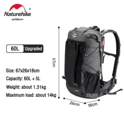 Naturehike Rock 2.0 Hiking Backpack 30L/45L/60L Camping Rucksack Outdoor Travel Trekking Specialised Shoulder Bag Rain Cover