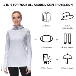 Bassdash Women Fishing Hoodie UPF 50+ Shirt With Face Mask Thumb Holes Hiking Biking Casual Wear Keep Dry Breathable FS23W