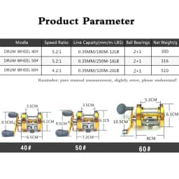 40#-60# Strong Trolling Reel Reinforced All Metal Saltwater Sea Boat Fishing Baitcasting Drum Wheel for Catfish Musky Bass Surf