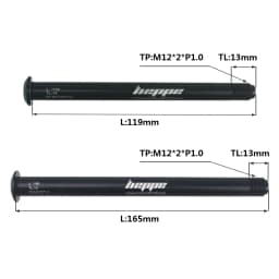 HEPPE Bicycle Double Lead Thru Axle 119mm/165mm M12xP1.0 MTB Road Bike Front Fork Shaft Skewer Rear Hub Thru Axle Bike Skewers