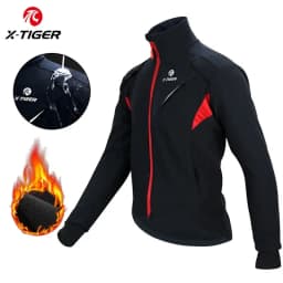 X-TIGER Cycling Jersey Winter Thermal Fleece Men's Bicycles Clothing Windproof Bicycle Reflective Biking Jacket Sportswear