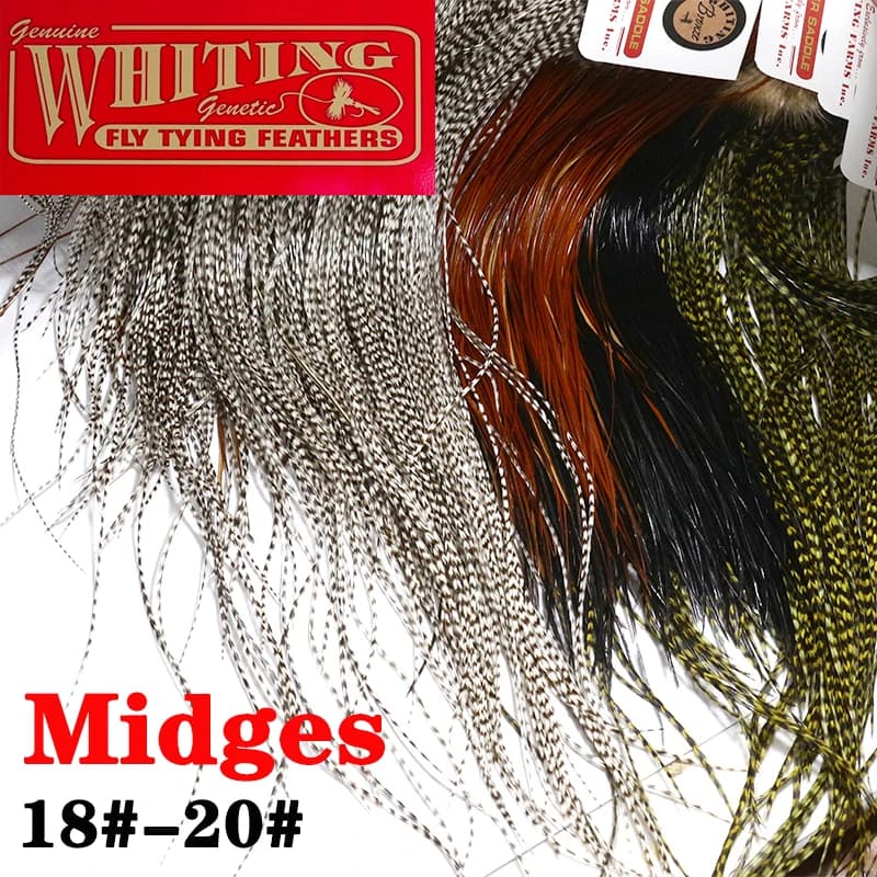 Whiting 20 Feathers Grizzly Natural/Dyed Fly Tying Feathers 9-11 Inches Long 18#20# Midge Rooster Saddle Dry Flies Tying Materia