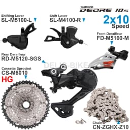 SHIMANO DEORE M4100 M5100 2x10 Speed Groupset Shifters Front/Rear Derailleur and SUGEK Cassette Z10 Chain Original parts