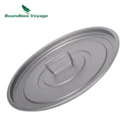 Boundless Voyage Titanium Frying Pan Camping Skillet with Folding Handles Lid Outdoor Cooking Griddle Ultralight Tableware 8Inch