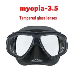 Adult Prescription Scuba Diving Mask Myopia with Tempered Glass Antifog Spray, Silicone Skirt, Clear Black