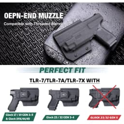 For Glock 17/19+TLR 7/ TLR7A,IWB Kydex Only Holster Optic Cut Fit: G17/19/44/45 (GEN 1-5)&G23/32 (Gen 3-4) TLR-7/TLR-7A Pistol
