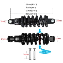 Bike Suspension Coil Spring, Rear Shock Absorber, 125mm, 150mm, 165mm, 190mm