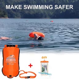 20L Waterproof Inflatable Swimming Dry Bag With Phone Pouch Open Buoy Tow Float Double Air Bags With Waist Belt Water Sport
