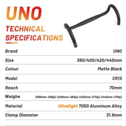 UNO Ultralight 7050 Aluminum Bent Handlebar Racing Bicycle Road Bike Handlebar 31.8*380/400/420/440mm Drop Bar Bicycle Handle