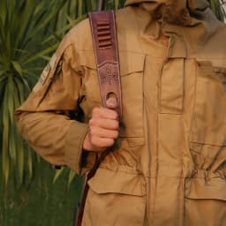 Tourbon Vintage Leather Ammo Holder Rifle Sling Adjustable Gun Shoulder Strap Cartridge Holder with Swivels Hunting Accessories