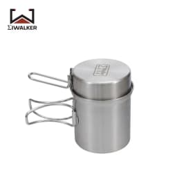 IWALKER Outdoor Camping Stainless Steel Pot Set, G43 Storage Pot, Grilling Pan, Complete Camping Cookware