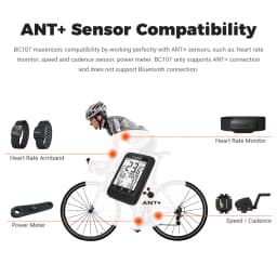 Coospo BC107 Bike Computer GPS Wireless Bicycle Odometer Speedometer 2.4inch Bluetooth5.0 ANT+ Waterproof GPS+BDS Cycle Computer