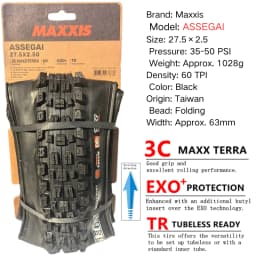 Maxxis ASSEGAI 27.5 29X2.5 Inch Downhill Folding Vacuum Puncture-proof Is Maxxis's Highest Strength Quick Drop Tire
