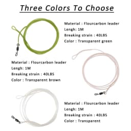 10PCS Fluorocarbon Carp Fishing Leader Line 1M 40LB fishing leading rig with Quick Change Swivel wire leader for fishing tackle