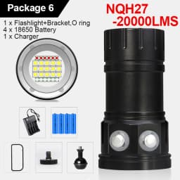 LED Diving Photography Flashlight 30000Lumens Underwater Lighting 100m Waterproof Tactical Torch Snorkel Deep Dives Fill Light