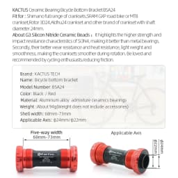 KACTUS BSA24 Bicycle Ceramic Bottom Bracket BSA Thread 68/73 Central Axle Bike Fit for SRAM GXP Crankset MTB Road Bike Parts