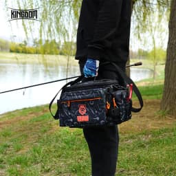 Kingdom Multifunctional Fishing Tackle Bag 44*21*22cm 1000D Nylon Waterproof Large Capacity Outdoor Sport Fishing Shoulder Bag