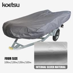 KOETSU 420D Marine Grade Anti-Fade and Tear-Resistant Rubber Boat Cover Sunshade Inflatable Boat Cover Silver Boat Cover