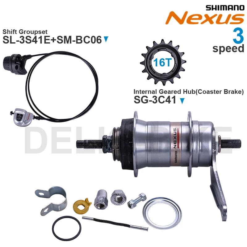 SHIMANO NEXUS Internal Geared Hub SG-3R40 SG-3C40 SG-3C41 Shift Lever SL-3S41E SL-3S35 SM-BC06 3-speed and 16T Original Parts