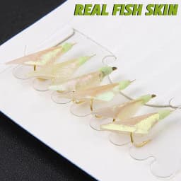 100/200Packs Saltwater Fishing lure live bait rigs Luminous Beads String hook Real Fish Skin Mackerel Small fish Sea fishing rig