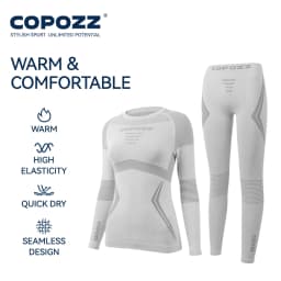 COPOZZ Men Women Ski Thermal Underwear Sets Quick Dry Functional Compression Tracksuit Tight Snowboarding Tops and Pants Adult