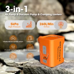 Aerogogo GIGA PUMP 5.0 - Portable 5kPa Air Pump with Inflate, Deflate, and Light Functions for Quick and Easy Outdoor Camping