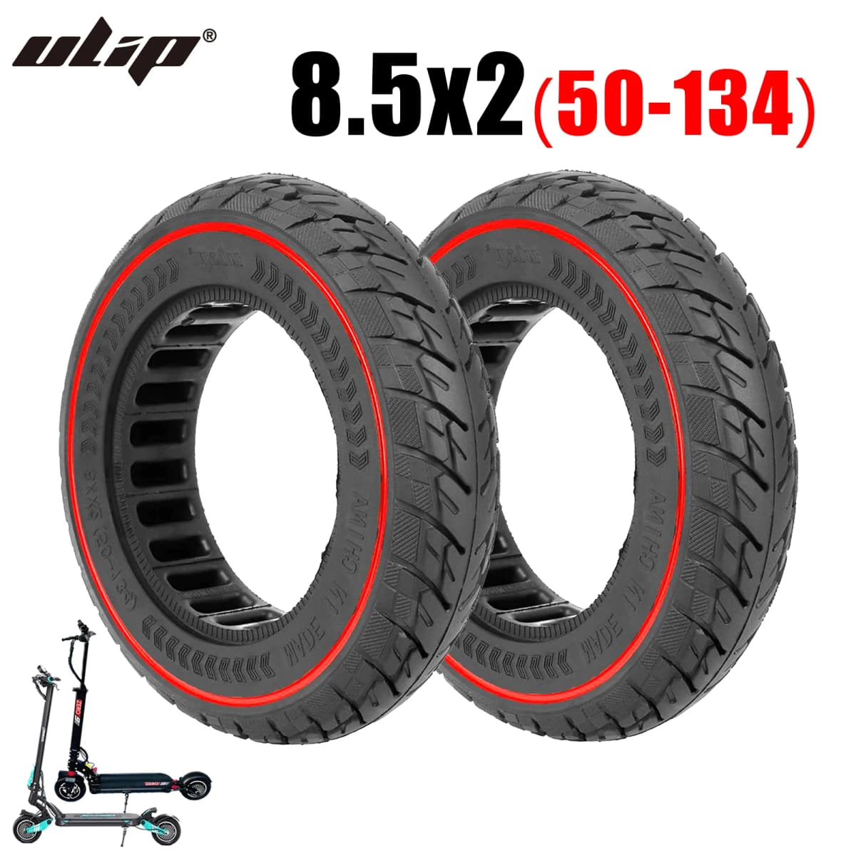 2Pcs 8 1/2x2(50-134) Off-road Solid Tire 8.5x2 Thickened Anti-puncture Tyre For VSETT 8 9 & 9+/ZERO 8 9/Inokim Light 2 Scooter