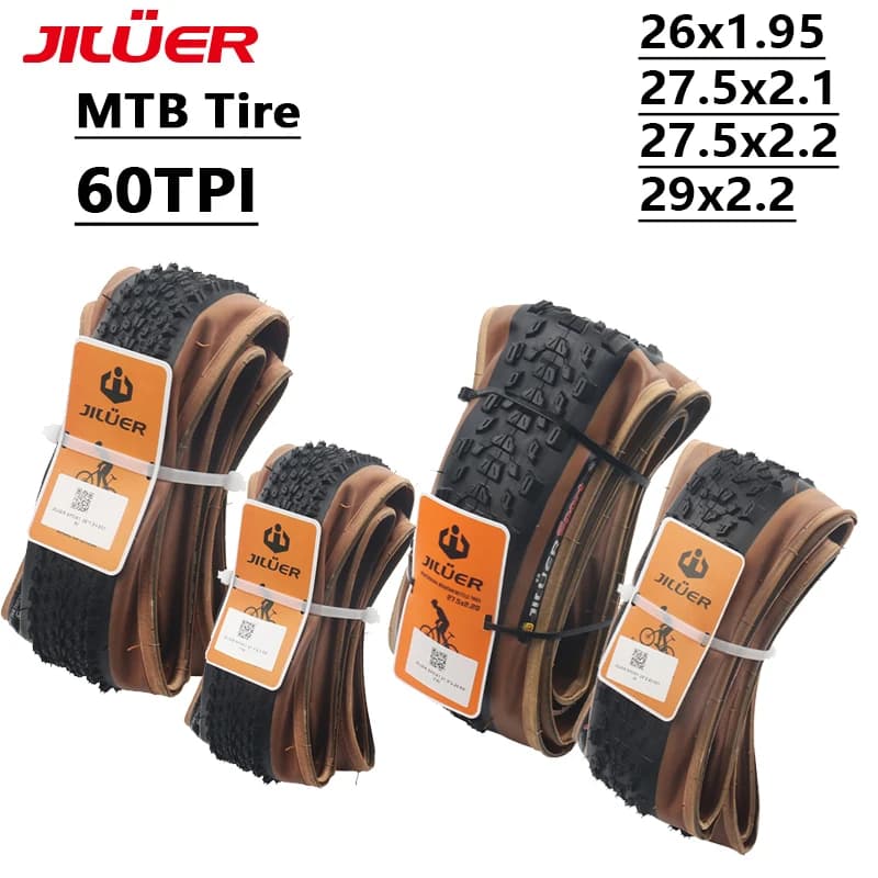 JILUER MTB Bicycle Tire 26x1.95 27.5x2.1 27.5x2.2 29x2.2-INCH MTB Bike Off-road Downhill Tire 60 TPI Yellow Bike Tire