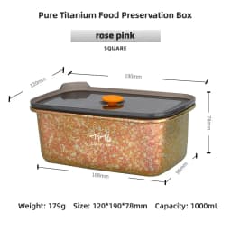 TiTo Titanium Pure Titanium 1000ml Freshness Preservation Box Multi-Specification Lunch Box Portable Household Outdoor Portable