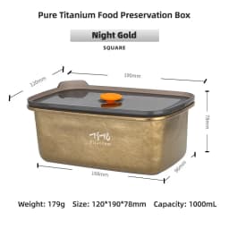 TiTo Titanium Pure Titanium 1000ml Freshness Preservation Box Multi-Specification Lunch Box Portable Household Outdoor Portable