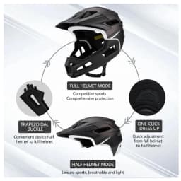 MTB Full Face Bicycle Helmet with Removable Chin Adults Mountain Bike Helmets for Men Women PC+EPS Protection XC Off-road Caps