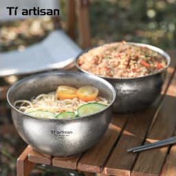 Tiartisan Pure Titanium Ultralight Camping Bowl 850ml Double Layer Non-Scalded Soup Bowl Outdoor Picnic Portable Food Container