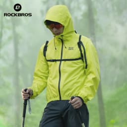 ROCKBROS Cycling Raincoat Hooded Jacket Waterproof Breathable Leisure Coat Trekking Men Women Outdoor Sports Clothing Raincoat