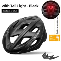 X-TIGER Cycling Helmet LED Tail Light Breathable One-piece Mountain Road Sports Bicycle Helmet Rechargeable with Brim Design